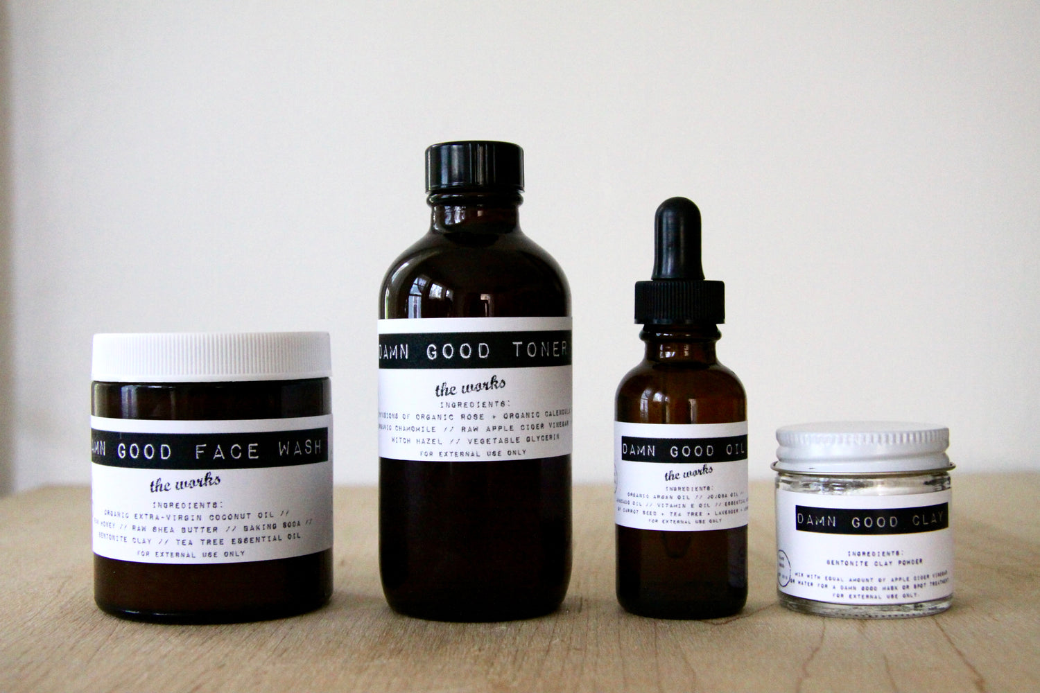 Damn Good Set: The Works Face Wash + Toner  + Oil + Clay